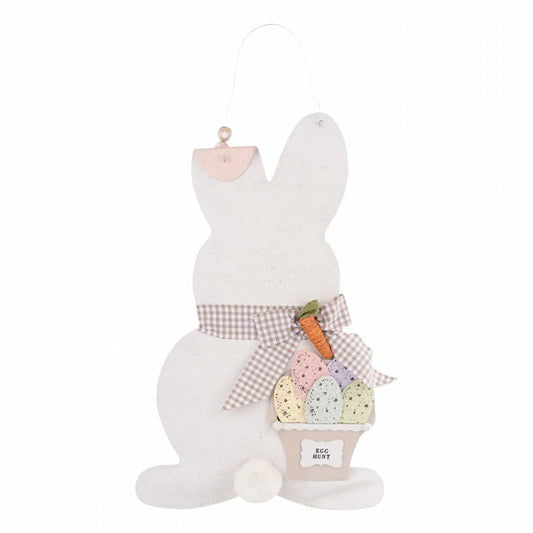 Bunny with Eggs Burlap Door Hanger