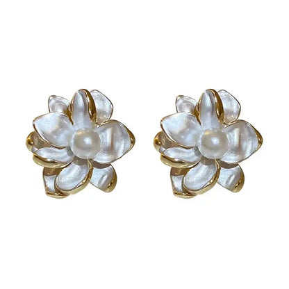 Southern Magnolia Pearl Stud Earrings