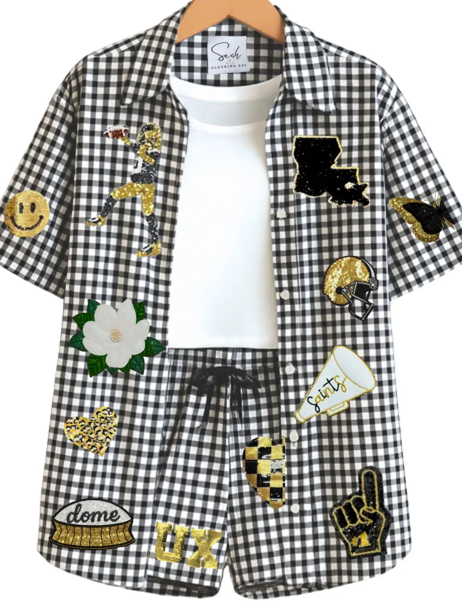 Black & Gold Gingham Set