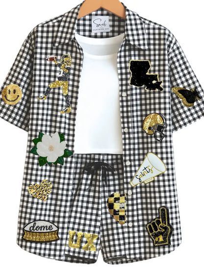 Black & Gold Gingham Set