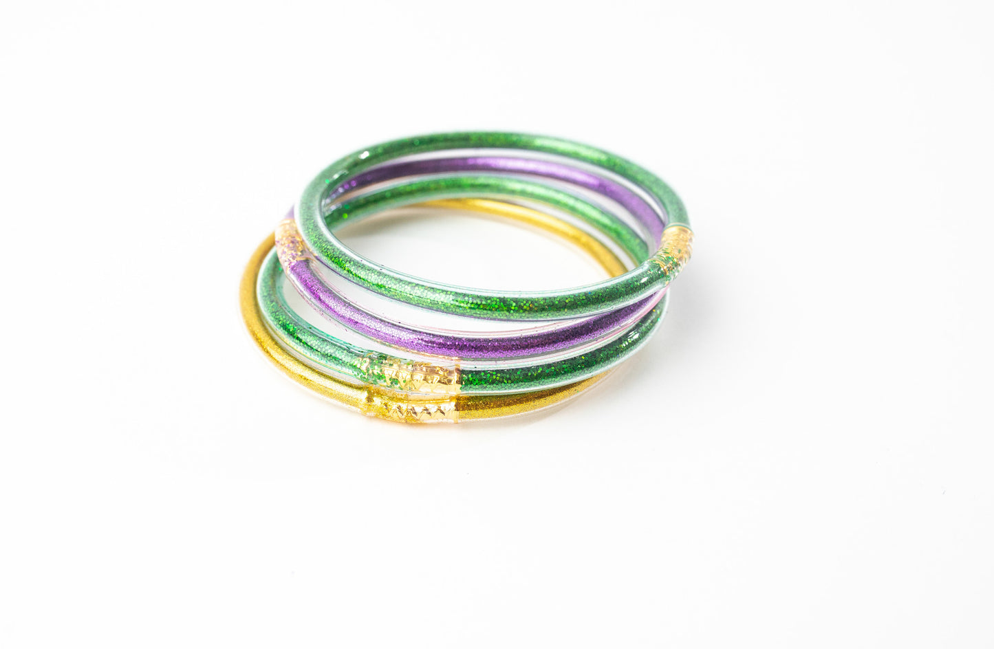 Mardi Gras Glitter Tube Bracelet Set