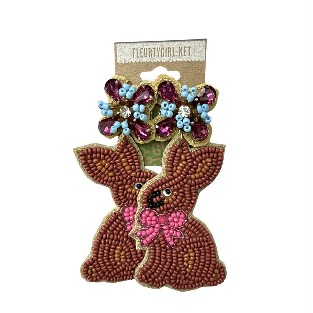 Chocolate Bunny Beaded Earrings