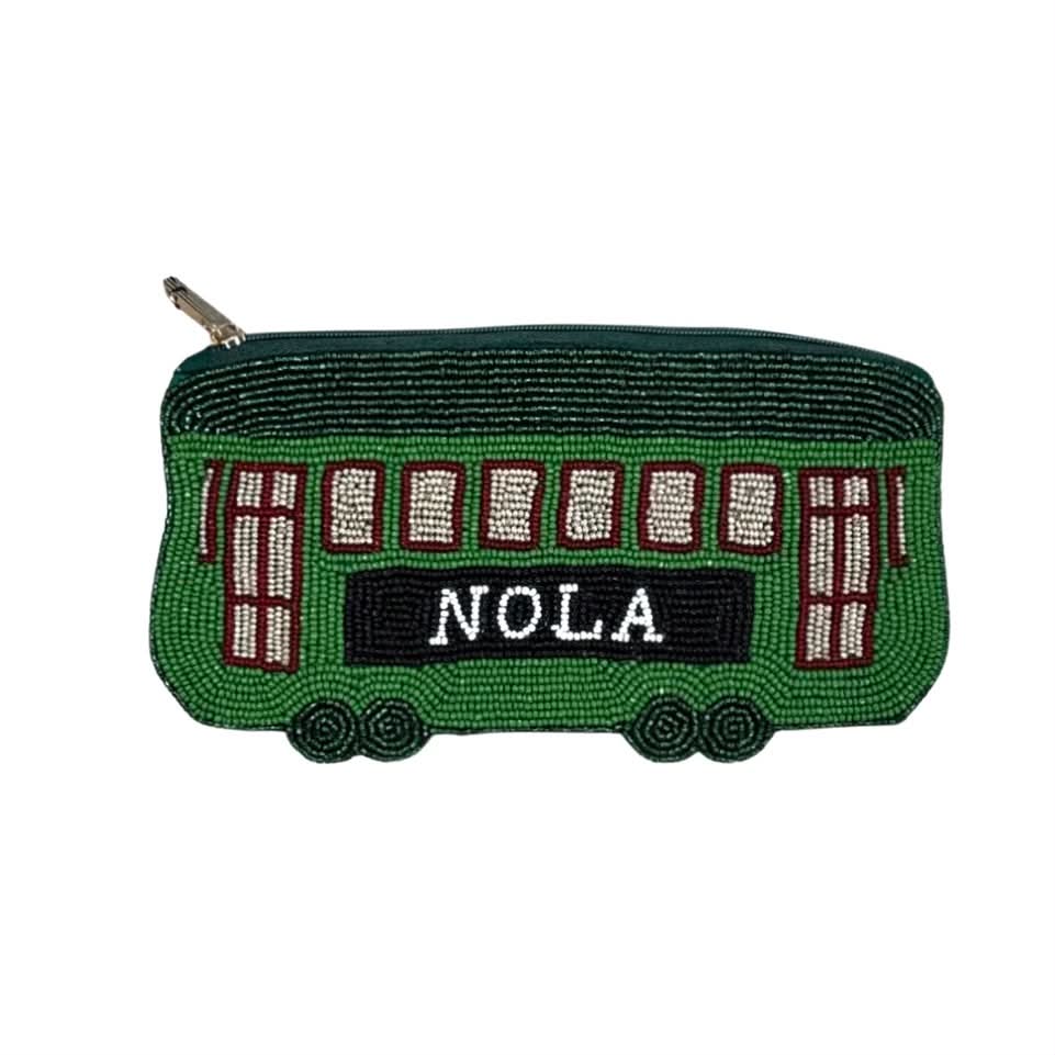 NOLA Streetcar Beaded Pouch