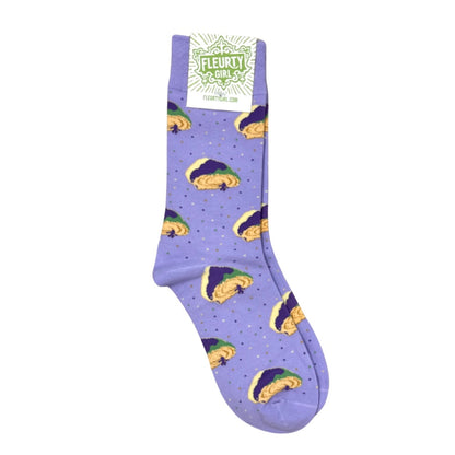 King Cake Slice Socks, Purple