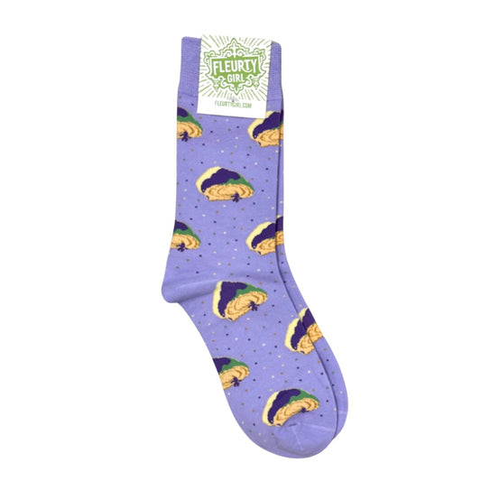 King Cake Slice Socks, Purple