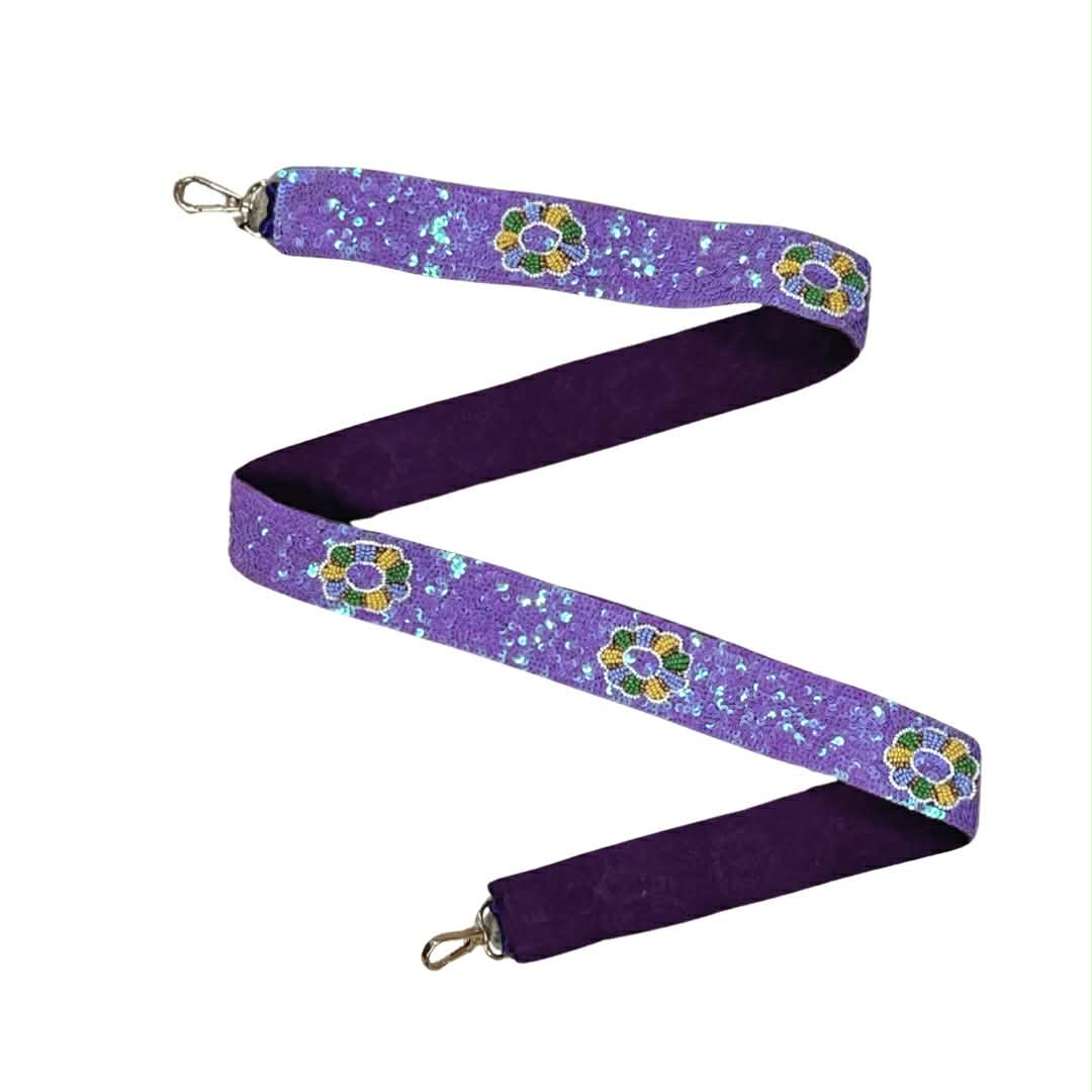 King Cake Sequin Purse Strap, Purple