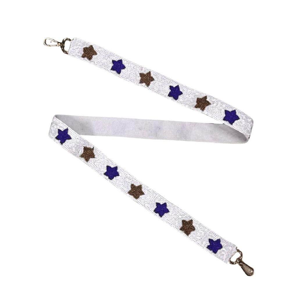 Purple & Gold Beaded Star Sequin Purse Strap