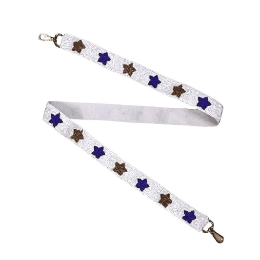 Purple & Gold Beaded Star Sequin Purse Strap