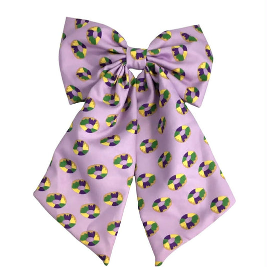 Purple King Cake Bow Barrette