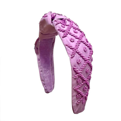 Purple Beaded Lattice Headband
