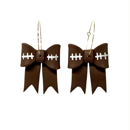 Football Bow Hoop Earrings