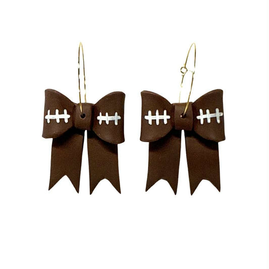 Football Bow Hoop Earrings