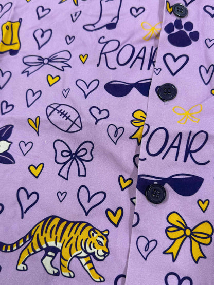 Geaux Icons Purple Button Down