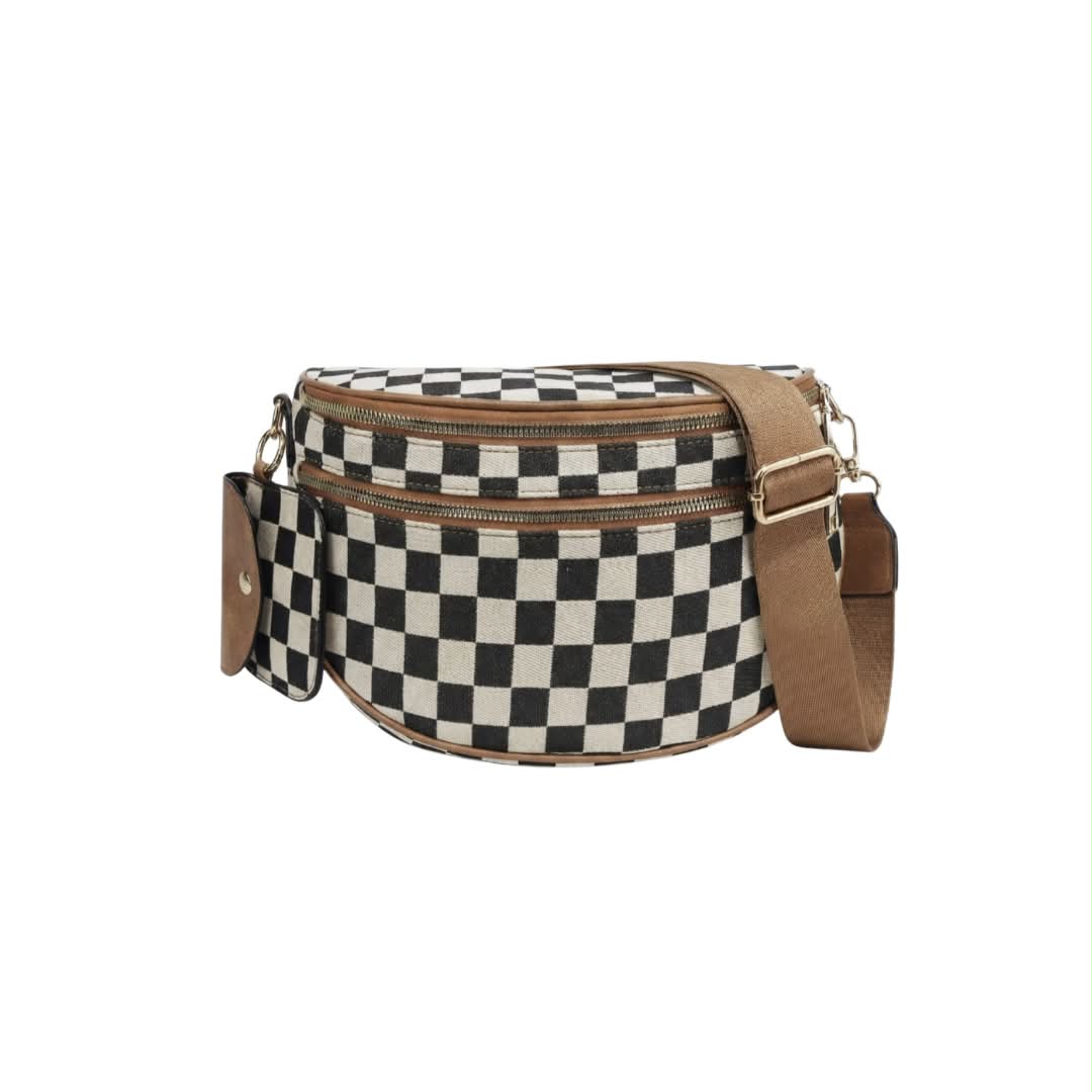 Oversized Canvas Checkered Fanny Pack