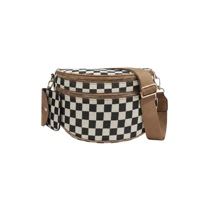 Oversized Canvas Checkered Fanny Pack