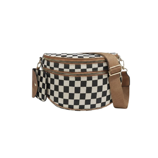 Oversized Canvas Checkered Fanny Pack