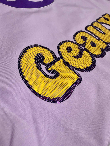 Geaux Sequin Stripe Sleeve Top