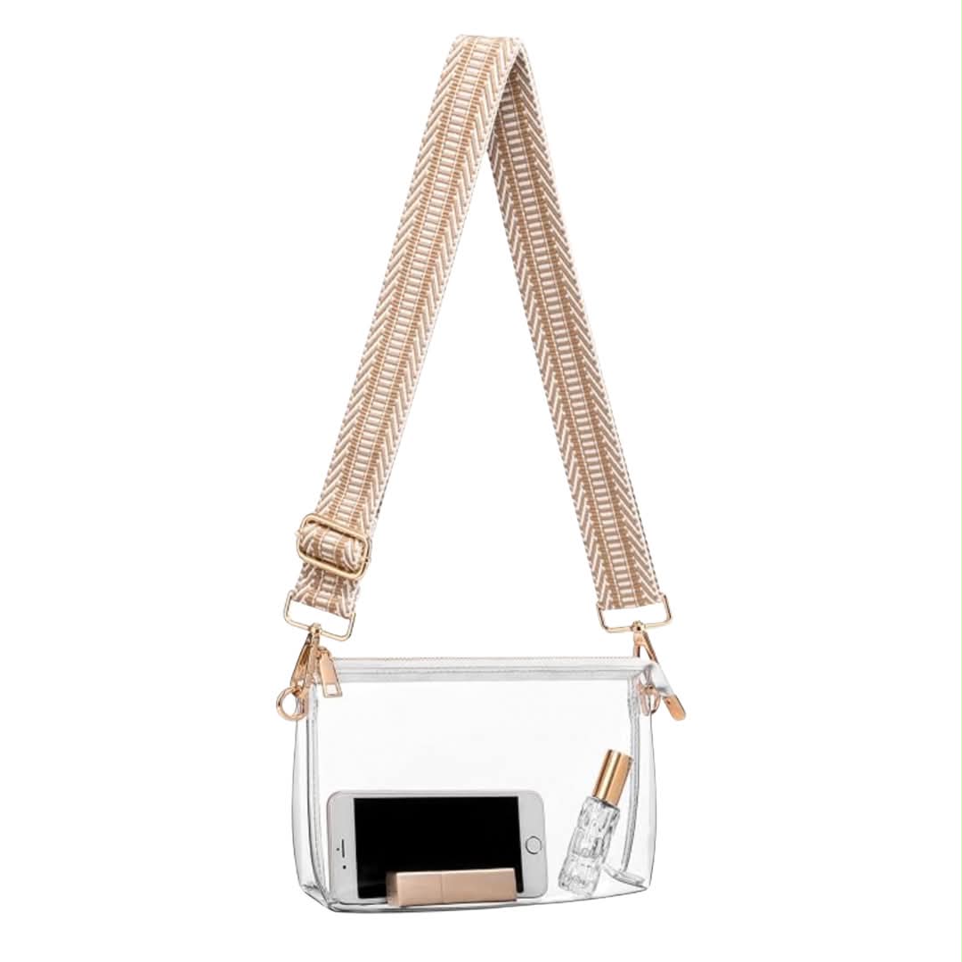 Clear Purse with Khaki Strap
