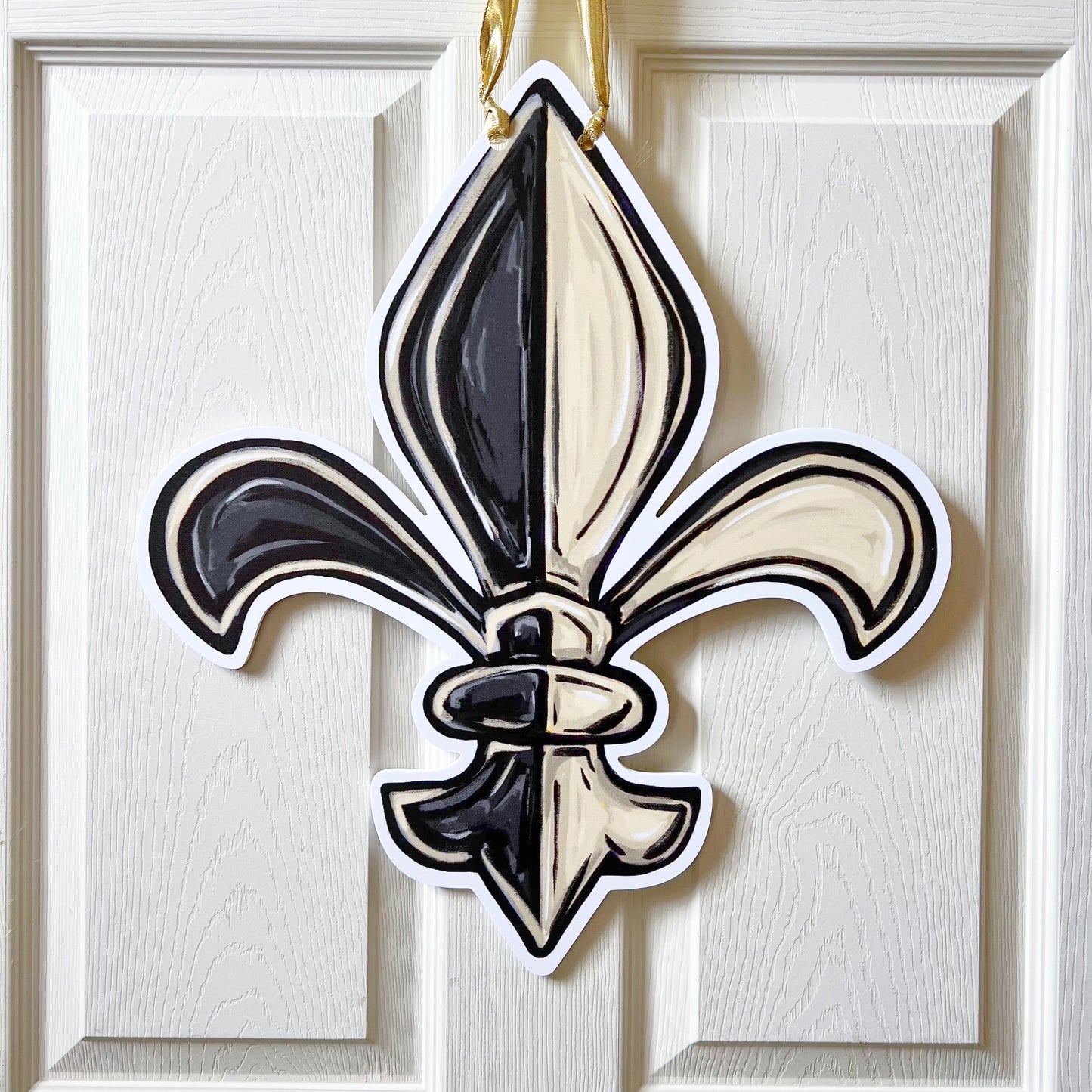 Fleur de Lis Door Hanger, Black & Gold