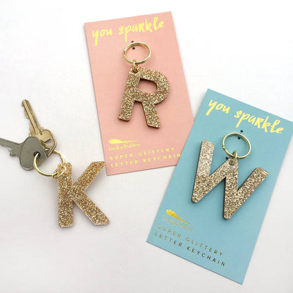 Glitter Initial Key Ring