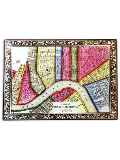 NOLA Map Tempered Glass Cutting Board