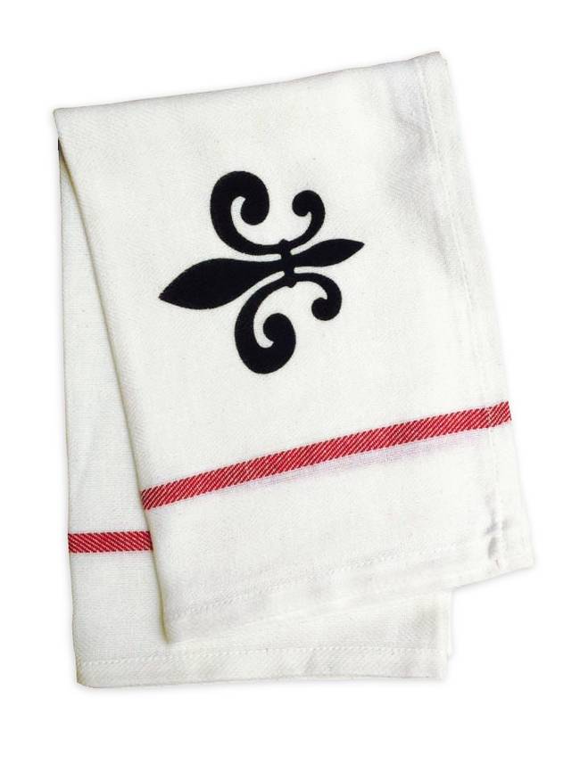 Hand Stamped Towel, Fleur de Lis