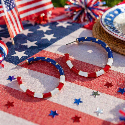 Patriotic Open Hoop Earrings