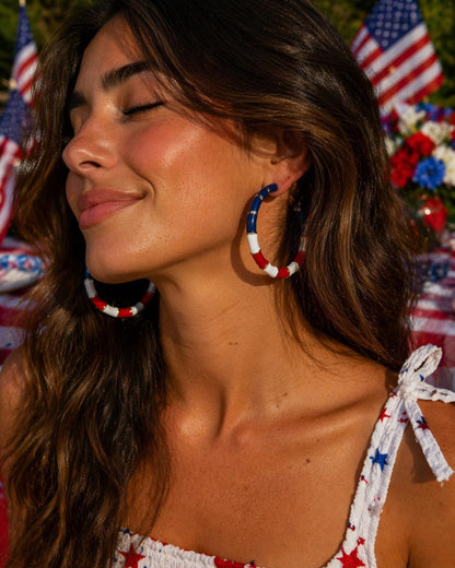 Patriotic Open Hoop Earrings
