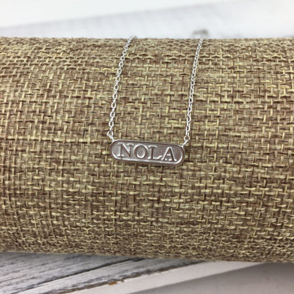 NOLA Engraved Plate Necklace, Silver