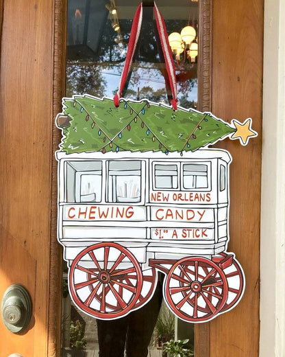 Christmas Candy Cart Door Hanger