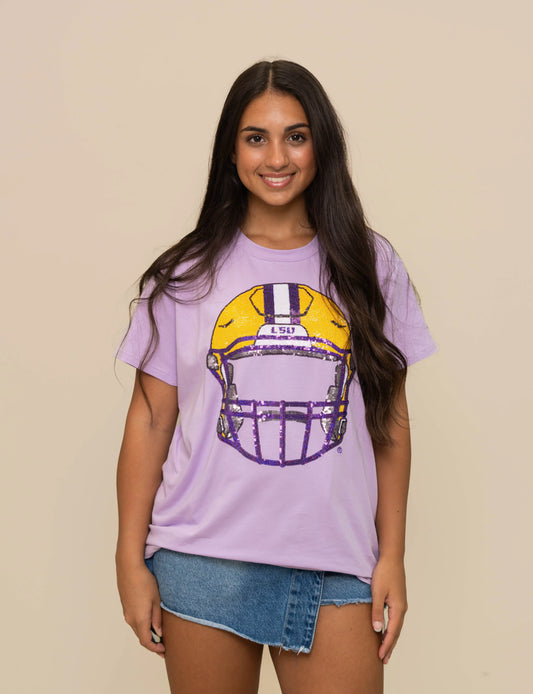 Purple & Gold Sequin Helmet Tee