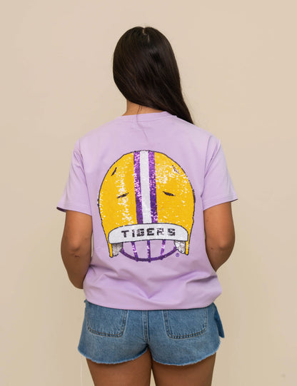 Purple & Gold Sequin Helmet Tee