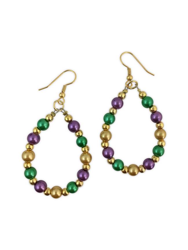 Mardi Gras Pearl Teardrop Earrings