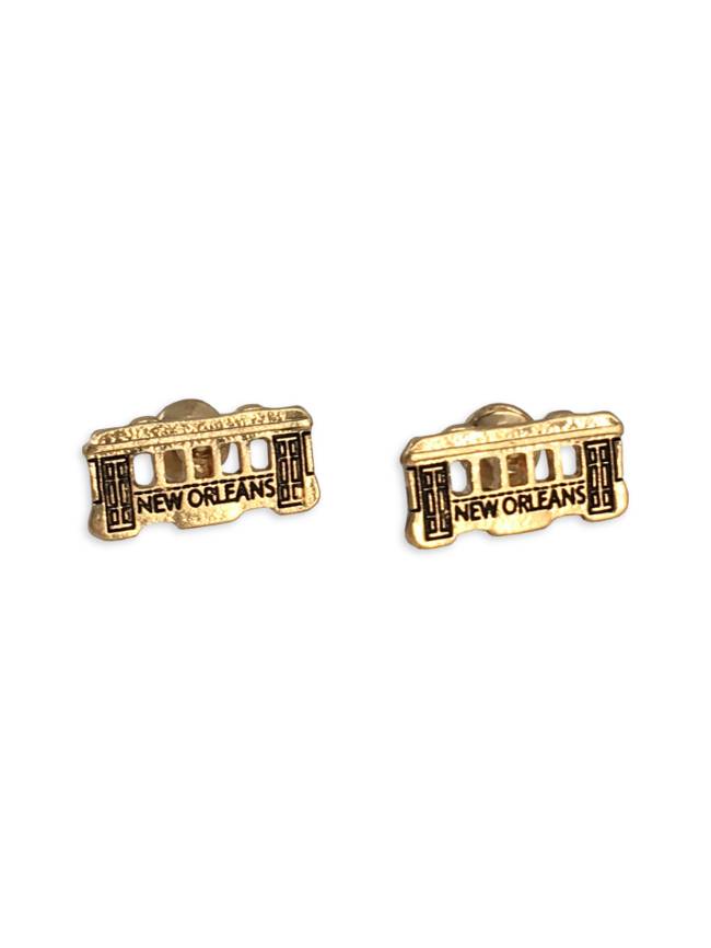 New Orleans Streetcar Stud Earrings, Gold