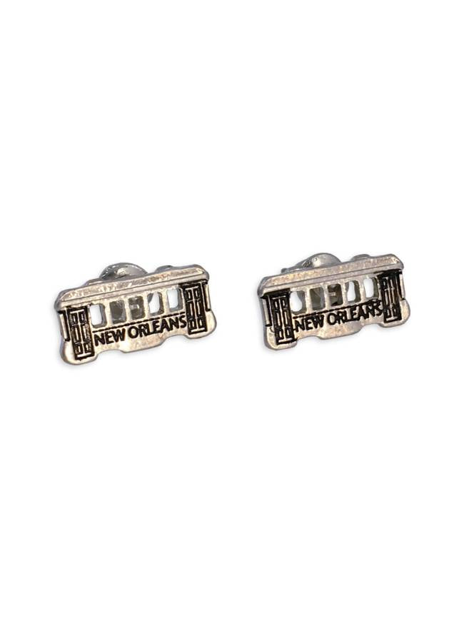 New Orleans Streetcar Stud Earrings, Silver