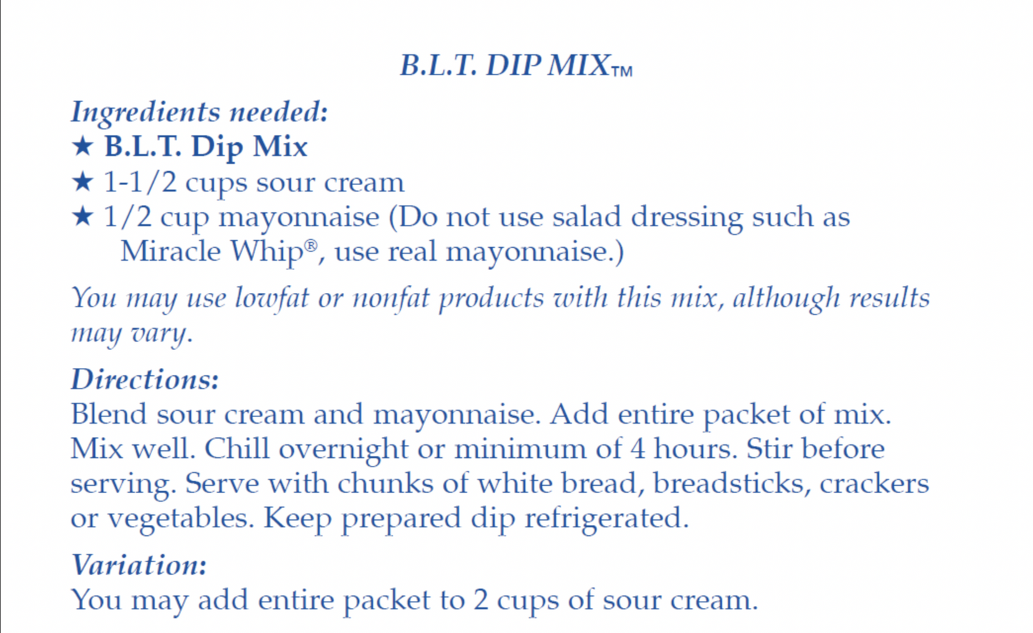 BLT Dip Mix