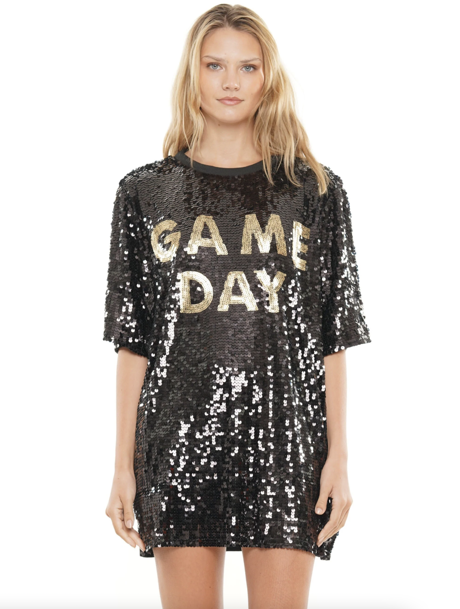 Black Sequin Game Day Tunic Dress – Fleurty Girl Black Sequin Game Day Tunic Dress – Fleurty Girl
