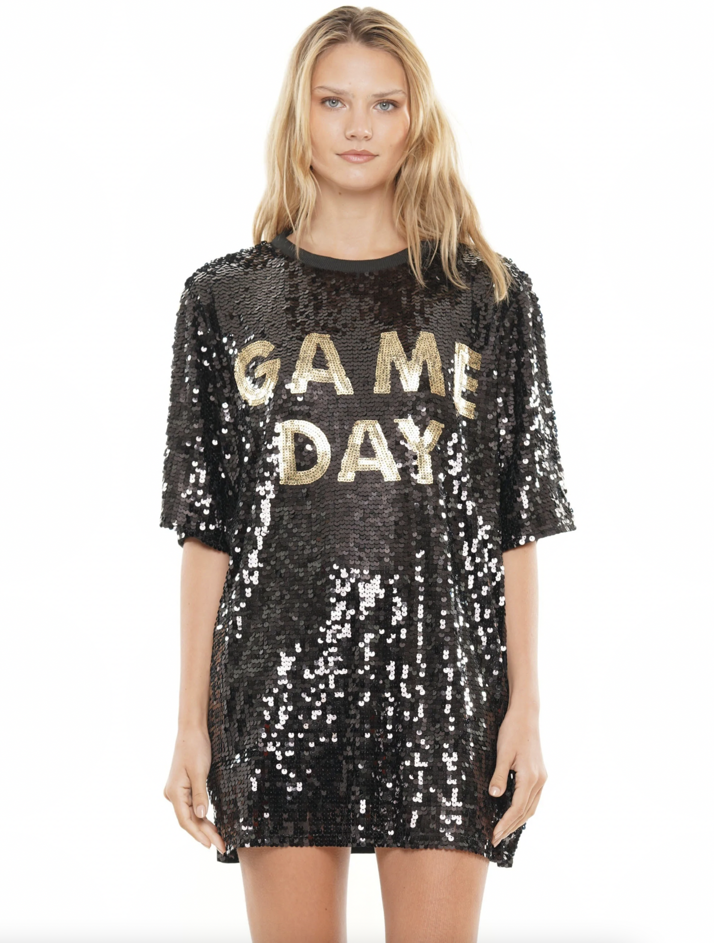 Black Sequin Game Day Tunic Dress