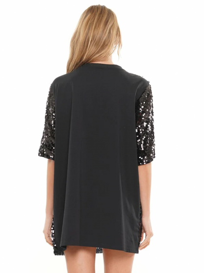 Black Sequin Game Day Tunic Dress