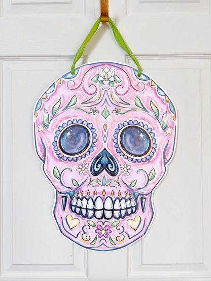 Pastel Sugar Skull Door Hanger