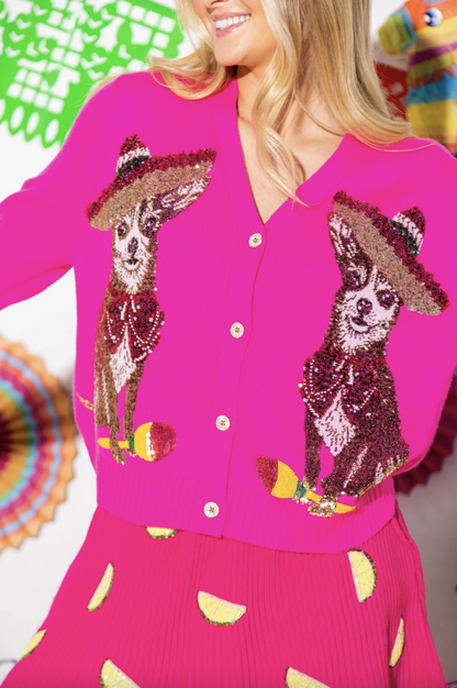 Neon Pink Chihuahua Cardigan