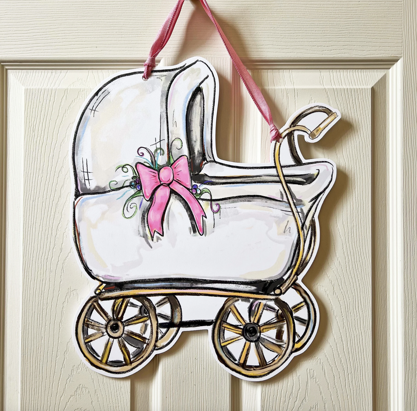 Baby Carriage Door Hanger, Pink