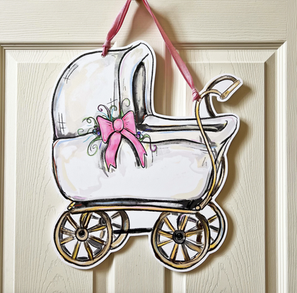 Baby Carriage Door Hanger, Pink