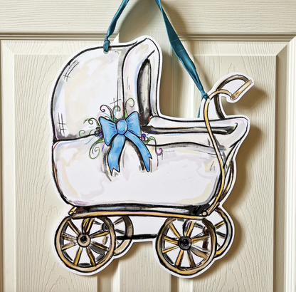 Baby Carriage Door Hanger, Blue