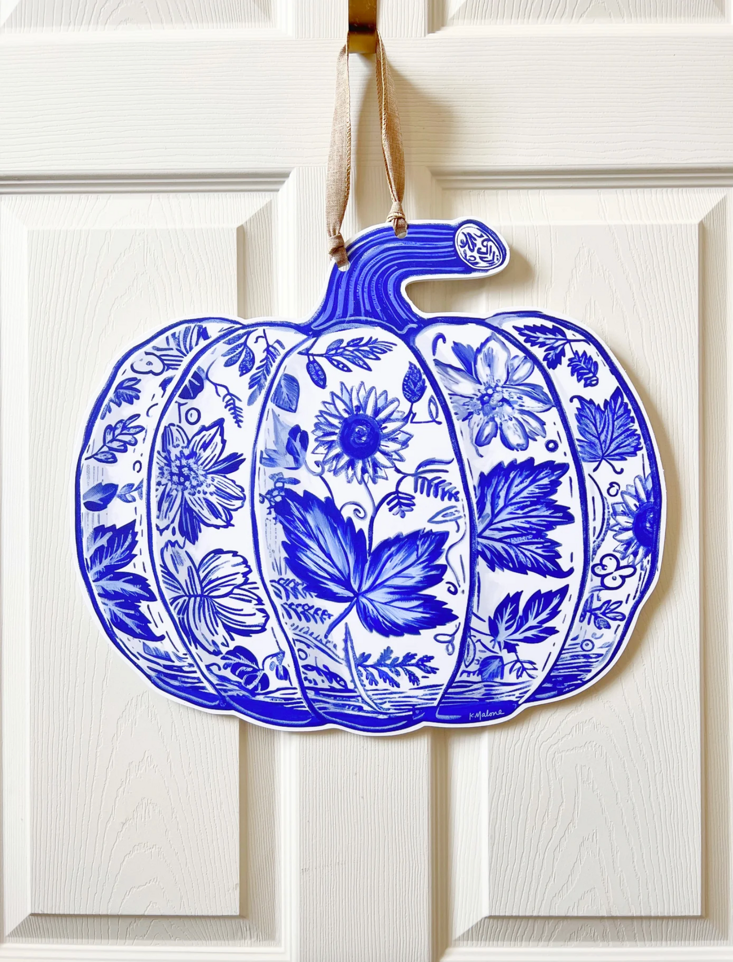 Chinoiserie Pumpkin Door Hanger