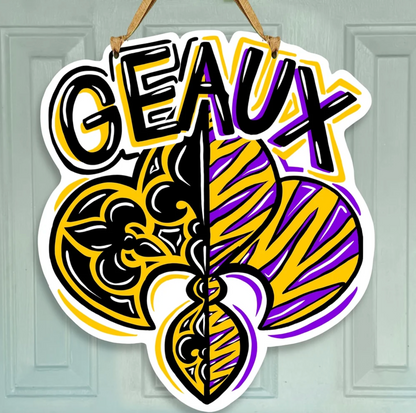 House Divided Geaux Fleur de Lis Door Hanger