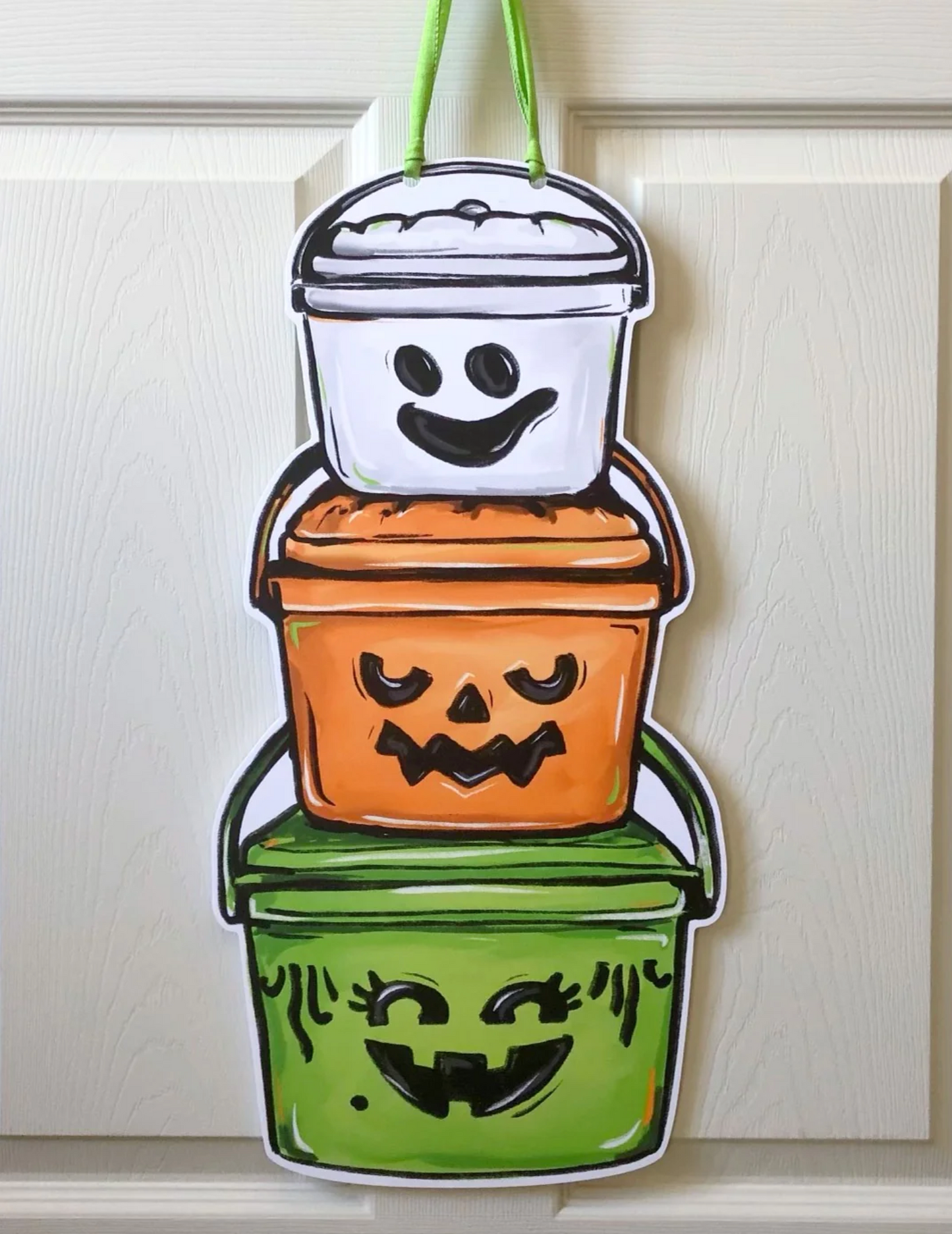 Halloween Retro Buckets Door Hanger