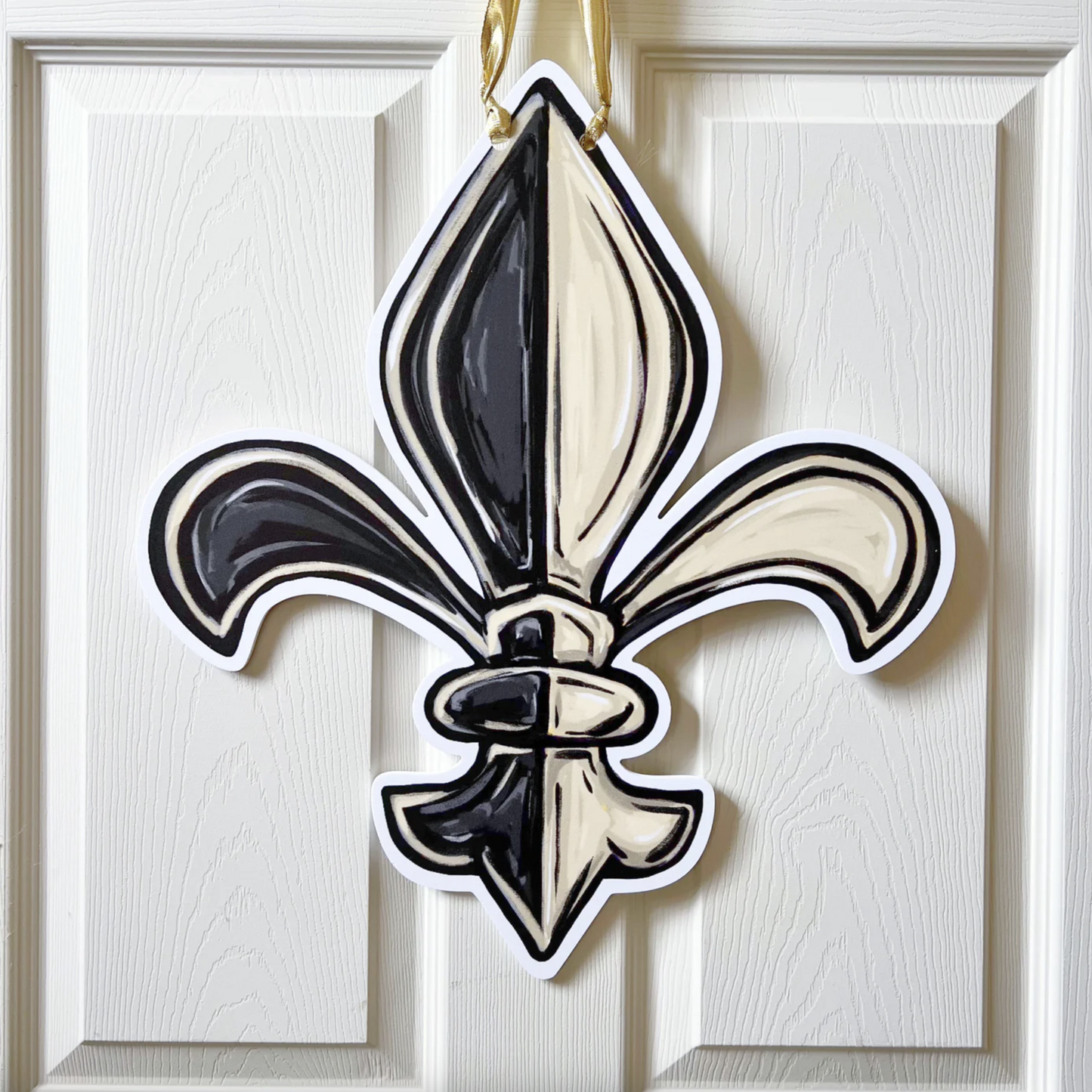 Game Day Fleur de Lis Reversible Door Hanger