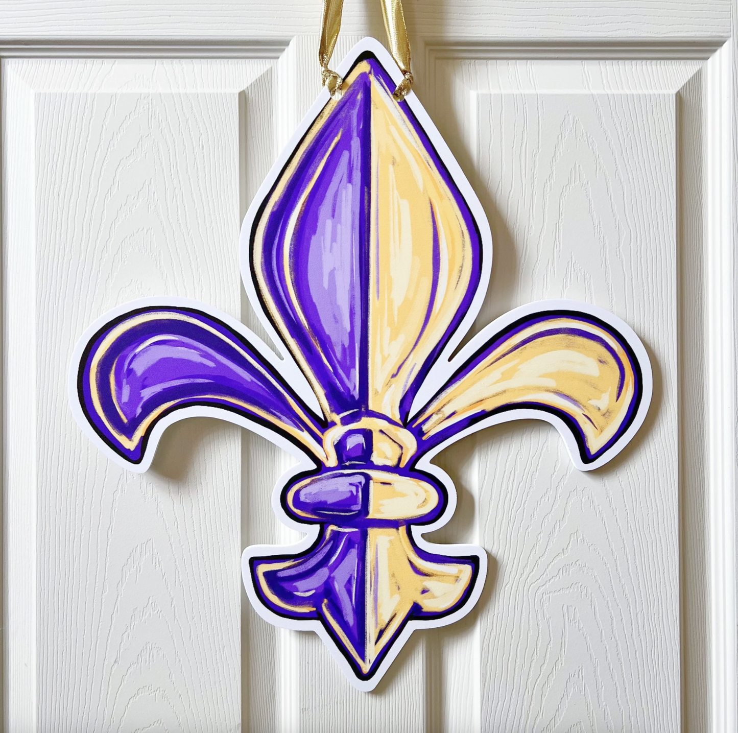 Game Day Fleur de Lis Reversible Door Hanger