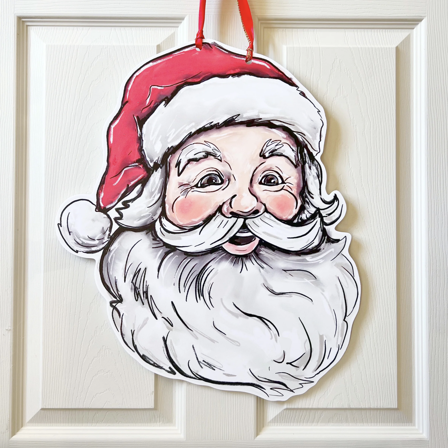 Vintage Jolly Santa Door Hanger